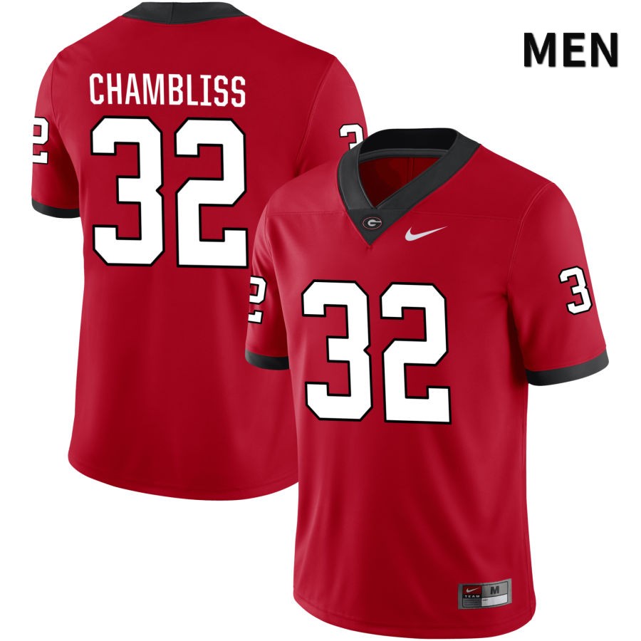 Georgia Bulldogs Men's Chaz Chambliss #32 Red 2022 NIL Stitched College UGA Football Jersey 23WV011CR